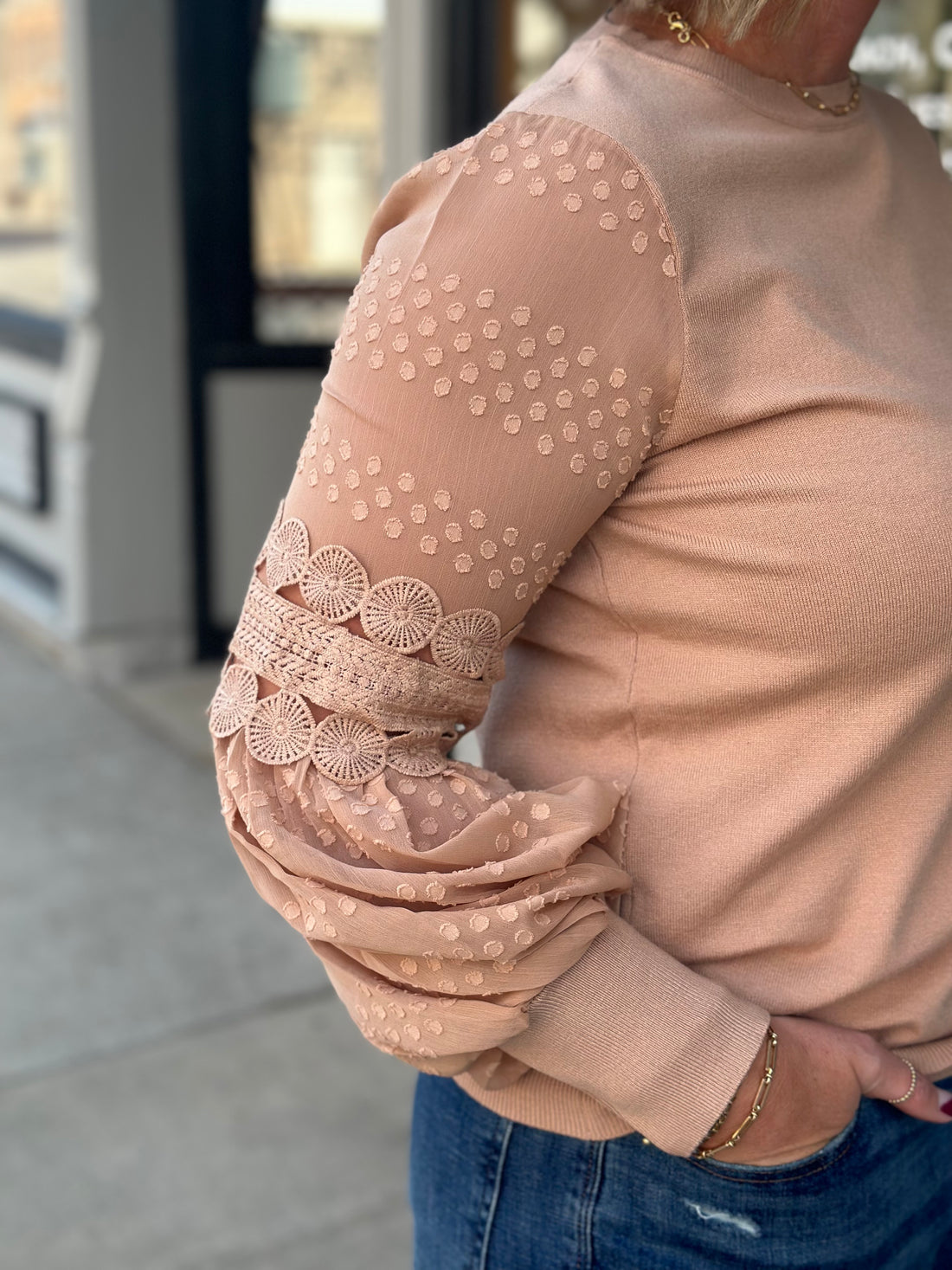 Lace Sleeve Sweater